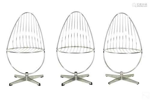 Dahlens Dalum Swedish Modern Chrome Egg Pod Chairs