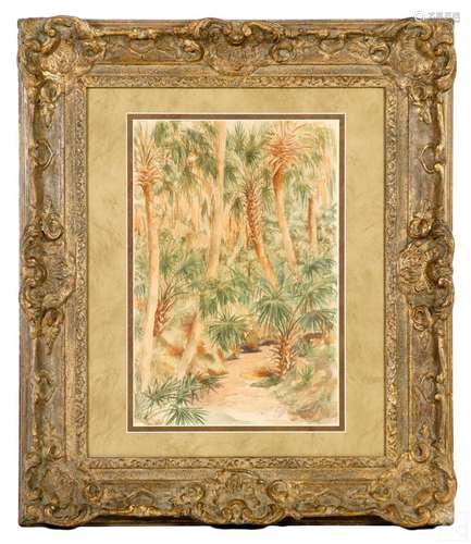 Laura Woodward 1834-1926 FLA Landscape WC Painting