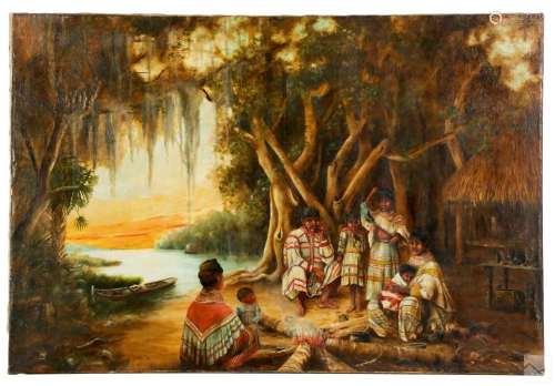 Charles Dutton 1865-1953 Seminole Family Painting