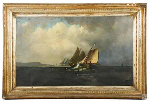 19C Antique Nautical Marine Seascape Oil Painting