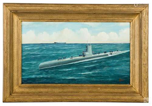 Joe Selby 1893-1960 US Navy Submarine Oil Painting