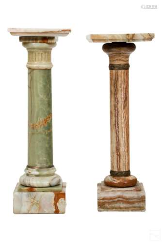 Italian Pair Classic Onyx Pedestal Plinth Columns