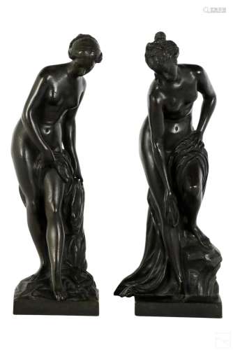 Grand Tour Style Figural Bronze Bather Sculptures