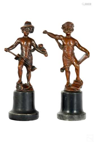 Bronze Figural Poet and Sculptor Child Sculptures