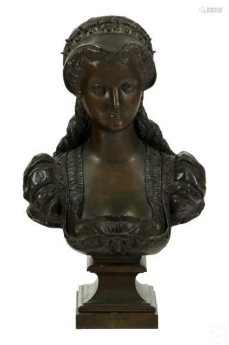 C. Clere 19C. French Bronze Figural Bust Sculpture