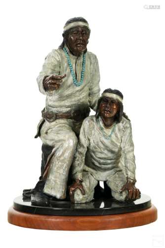Marie Barbera b.1936 Bronze Native American Statue