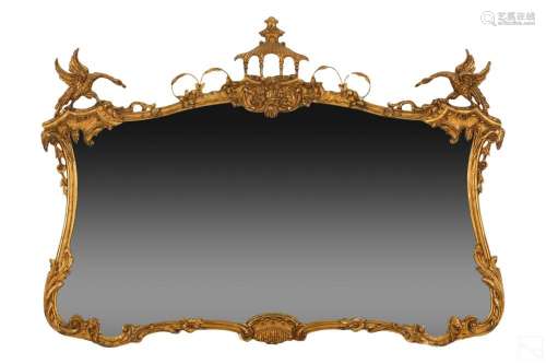 19C. Italian Rococo Chinoiserie Chippendale Mirror