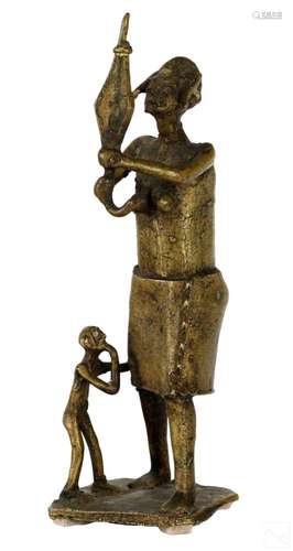 Benin West African Tribal Figural Bronze Sculpture