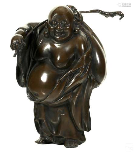 Chinese Bronze Budai Fat Buddha Figural Sculpture