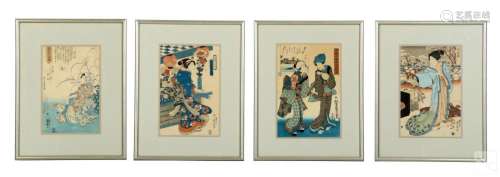 Japanese Antique Woodcut Prints Toyokuni & Eisen