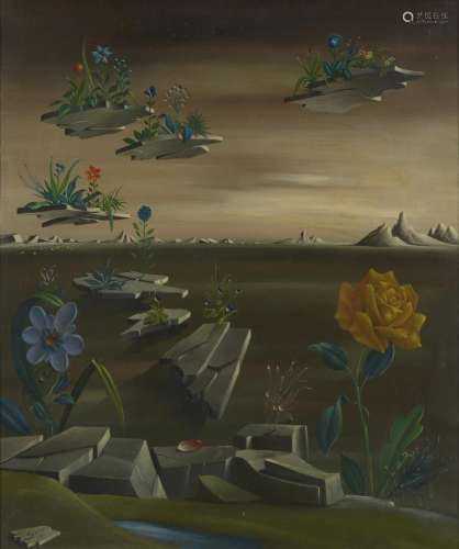 GEORGES SPIRO (1909-1994) Surrealist Flower Landscape1961oil...
