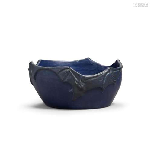 A RARE ARTS AND CRAFTS BLUE AND BLACK GLAZED EARTHENWARE ...