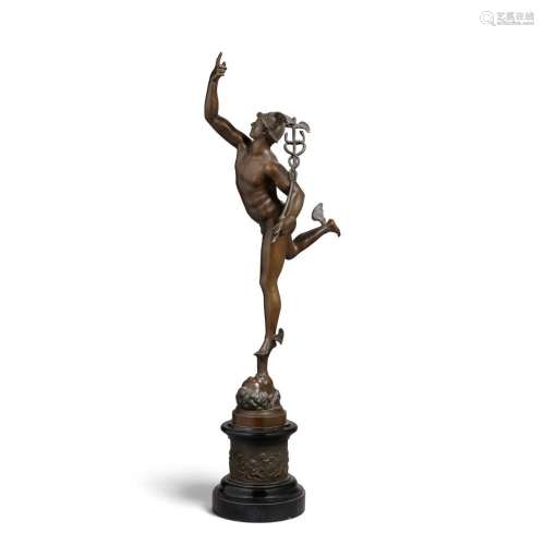 A BRONZE SCULPTURE OF HERMES, AFTER GIOVANNI DA BOLOGNA heig...