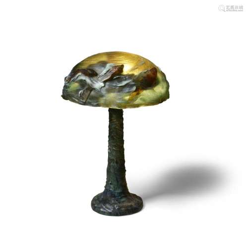 A STELZ STUDIOS CERAMIC LAMP BASE WITH PATE DE VERRE FISH SH...