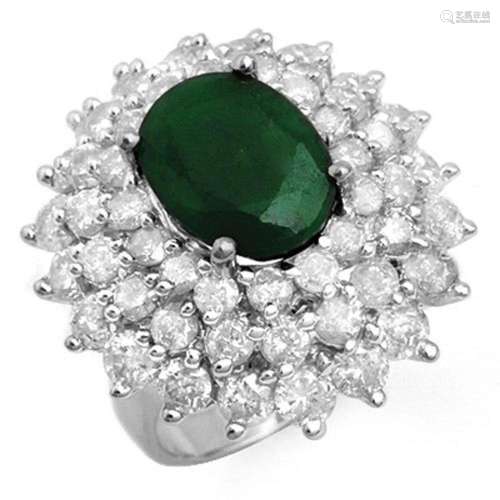 10.02 ctw Emerald & Diamond Ring 18k White Gold