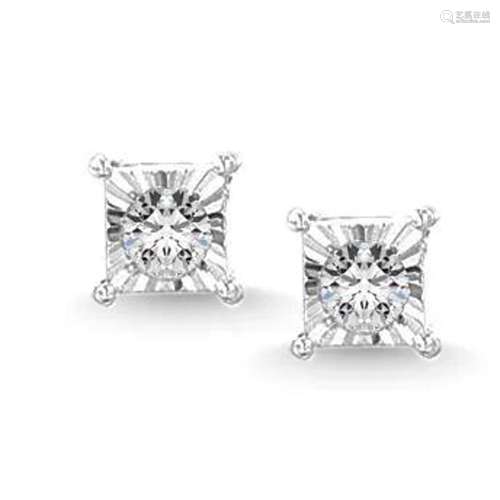 Illusion Square Diamond 1/20 Ct.Tw. Stud Earrings