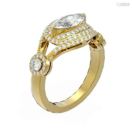 2.11 ctw Marquise Diamond Ring 18K Yellow Gold