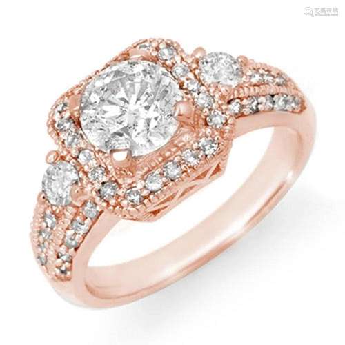 2.0 ctw Certified VS/SI Diamond Ring 14k Rose Gold