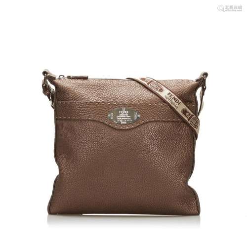 Fendi Selleria shoulder bag 8BT109 dark brown leather ladies...
