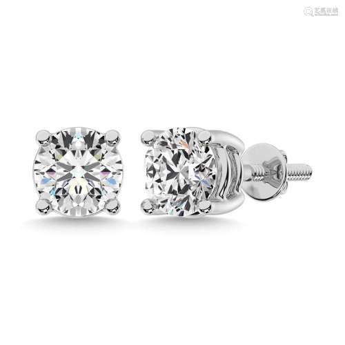 14K White Gold 1/2 Ct.Tw. Premium Diamond Stud Earrings