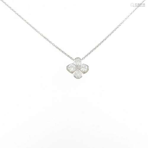 K18WG Flower Diamond Necklace