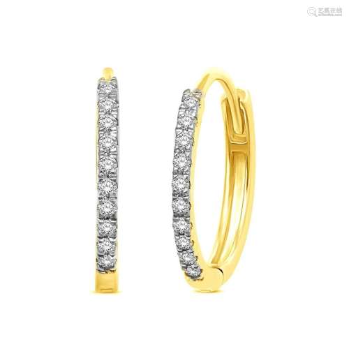 14K Yellow Gold 1/10 Ct.Tw.Diamond Stackable Earrings