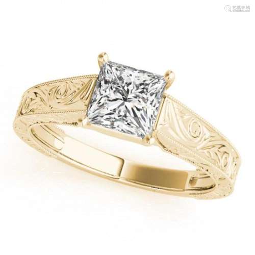 0.5 ctw Certified VS/SI Princess Diamond Ring 18k Yellow Gol...