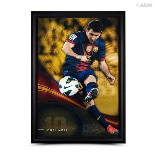 Lionel Messi Signed AUTO 50X34 Framed Photo "Flea Flick...