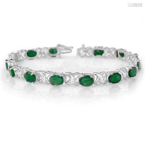 12.05 ctw Emerald & Diamond Bracelet 14k White Gold