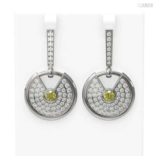 5.84 ctw Fancy Yellow Diamond Earrings 18K White Gold