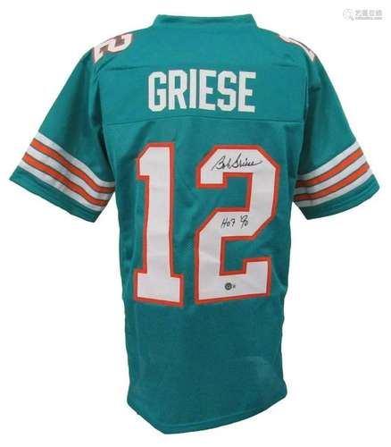 Bob Griese Signed/Inscribed Dolphins Aqua Custom Football Je...