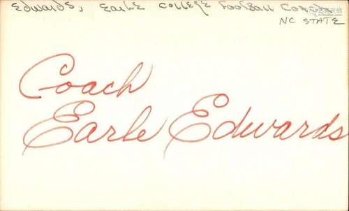 Earle Edwards Signed Index Card 3x5 Autographed NC State HC ...