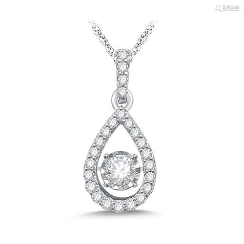 14K White Gold White Gold 1/3Ct Moving Diamond Fashion Penda...