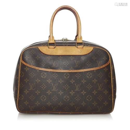 Louis Vuitton Monogram Deauville Handbag M47270 Brown PVC Le...