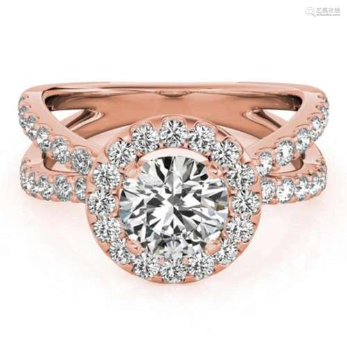 1.51 ctw Certified VS/SI Diamond Halo Ring 18k Rose Gold