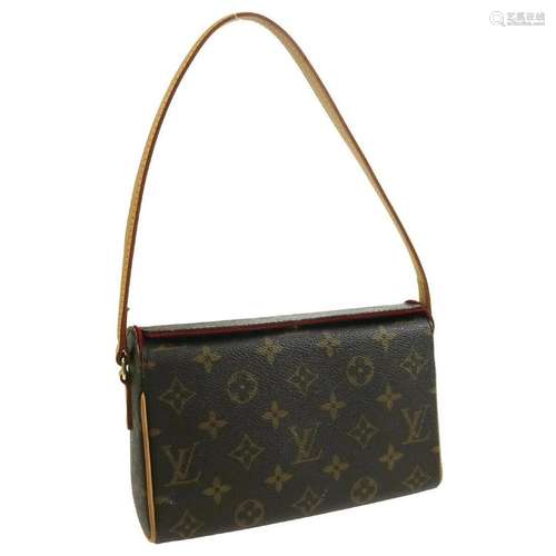 LOUIS VUITTON RECITAL HAND BAG PURSE MONOGRAM CANVAS LEATHER...