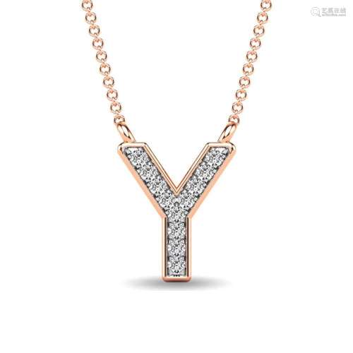 Diamond 1/20 Ct.Tw. Letter Y Pendant in 10K Rose Gold"