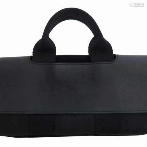 Hermes HERMES Bag Valparaiso Black x Cotton Leather Handbag ...