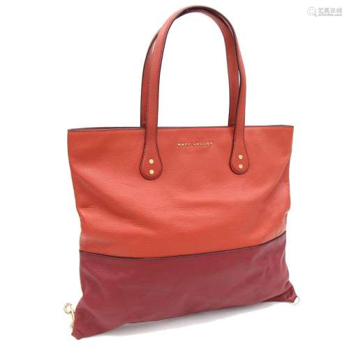 Marc Jacobs Tote Bag Orange Bordeaux Leather Women's Lar...