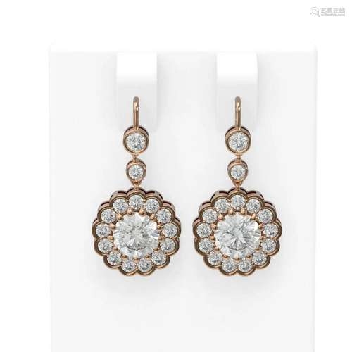 3.93 ctw Diamond Earrings 18K Rose Gold