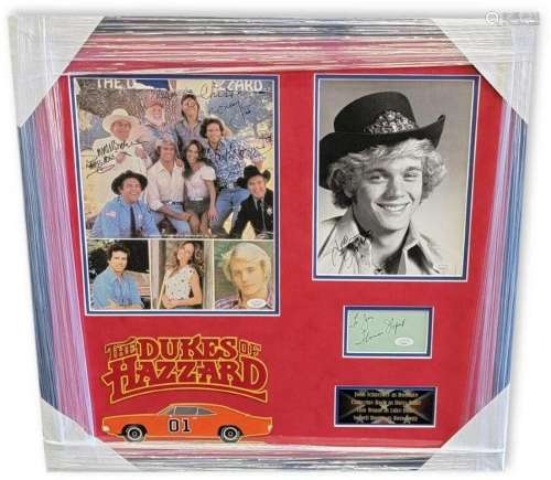 The Dukes of Hazzard Cast Signed Autographed Framed Photo Co...