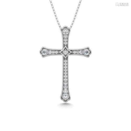 14K White Gold Diamond 1/4 Ct.Tw. Cross Pendant