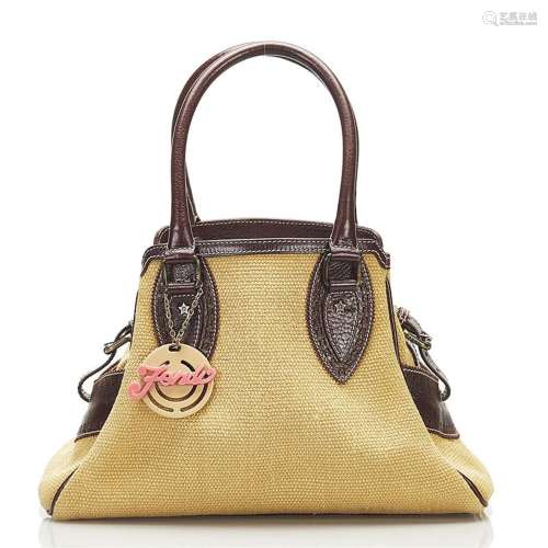 Fendi Zucca et Nico handbag 8BN157 beige brown linen leather...