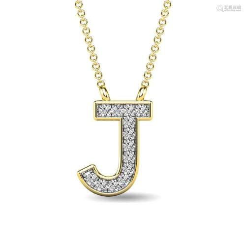 Diamond 1/20 Ct.Tw. Letter J Pendant in 10K Yellow Gold"...