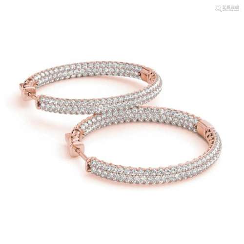 5 ctw Diamond VS/SI 36 MM Hoop Earrings Pave 14k Rose Gold