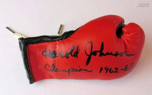 Harold Johnson Signed Autographed Mini Boxing Glove "Ch...