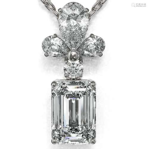 1.4 ctw Emerald Cut Diamond Designer Necklace 18K White Gold