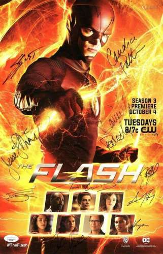 The Flash Cast Signed Autograph 11X17 Poster 10 Autos Gustin...