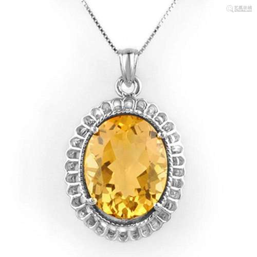 12.0 ctw Citrine Necklace 14k White Gold