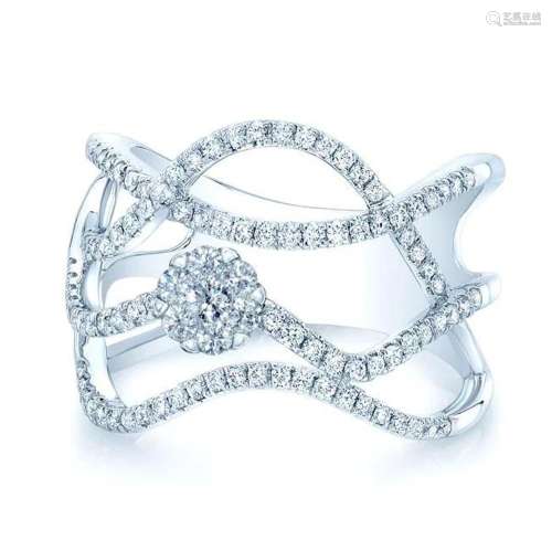 Twisting Diamond Ring Hand Ring In 14k White Gold